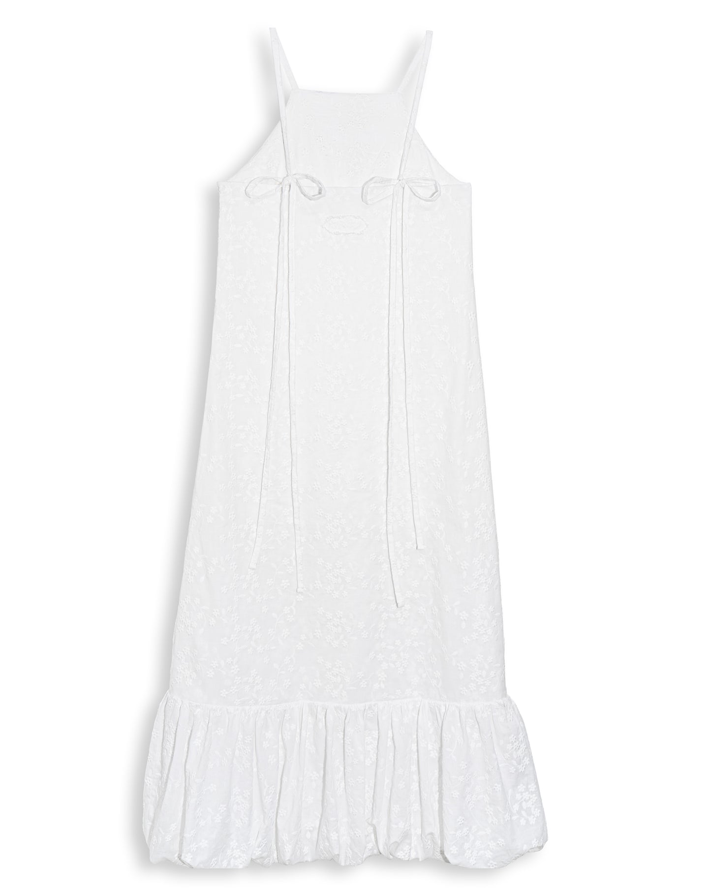 Maxikleid mit Stickerei & Ballonsaum