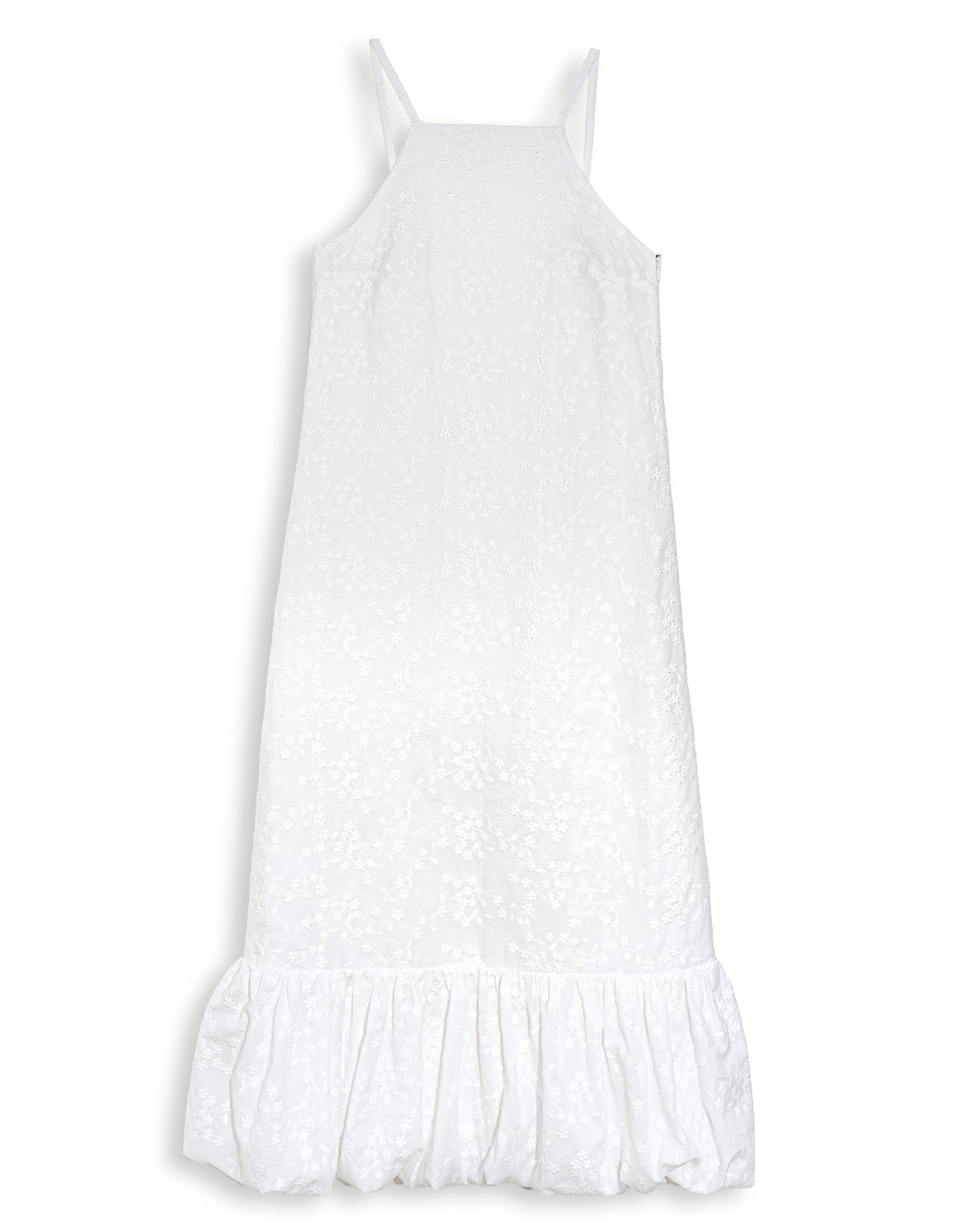 Maxikleid mit Stickerei & Ballonsaum