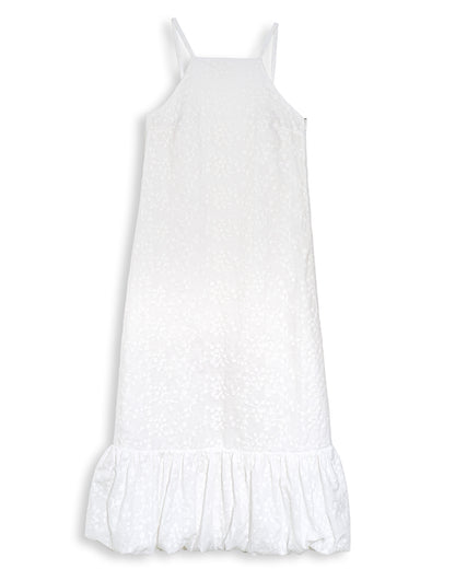 Maxikleid mit Stickerei & Ballonsaum